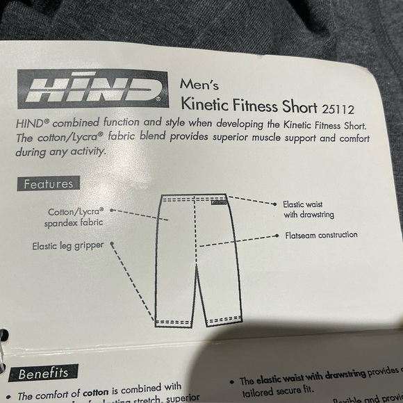NWT Hind Mens Kinetic Fitness Shorts Large Dark Gray Elastic Waist Drawstring - Picture 12 of 13